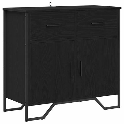 Sideboard med låda Svart Ek 79,5 x 35,5 x 74,5 cm