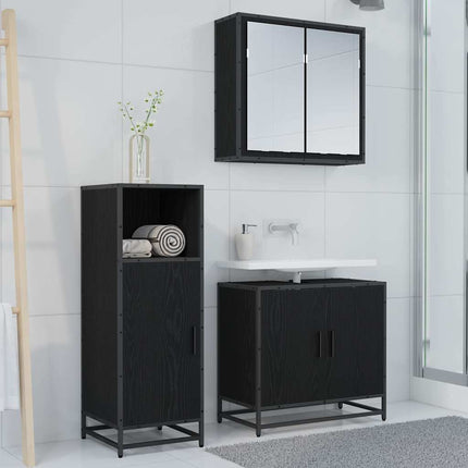 Badrumsmöbelset Svart Ek 35 x 37,5 x 100 cm Konstruerat trä