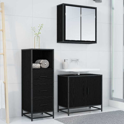 Badrumsmöbelset Svart Ek 35 x 37,5 x 100 cm Konstruerat trä