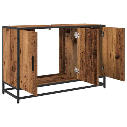 Badrumsskåp Gammalt trä 90 x 33 x 60 cm Konstruerat trä