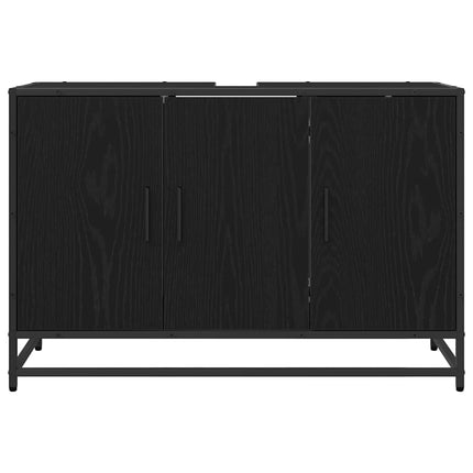 Badrumsskåp med dörr Svart Ek 90 x 33 x 60 cm Konstruerat trä