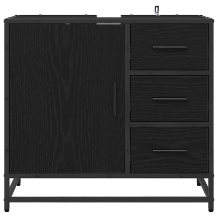 Badrumsskåp Svart Ek 65 x 33 x 60 cm Konstruerat trä