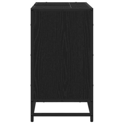 Badrumsskåp med hylla Svart Ek 65 x 33 x 60 cm Konstruerat trä