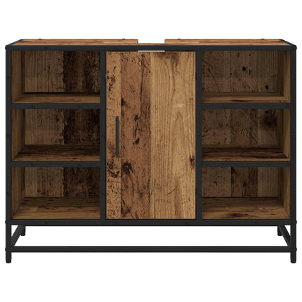 Badrumsskåp Gammalt trä 80 x 33 x 60 cm Konstruerat trä