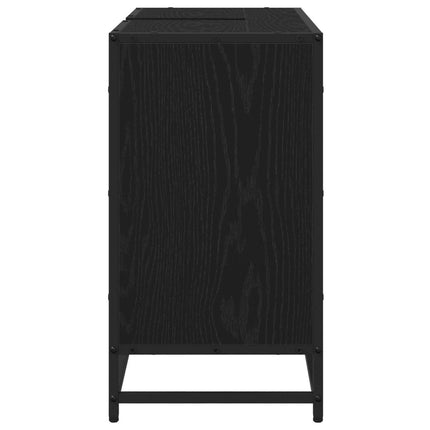 Badrumsskåp med hylla Svart Ek 80 x 33 x 60 cm Konstruerat trä