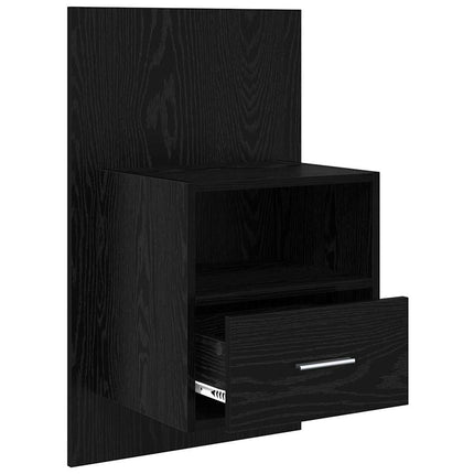 Nattduksbord 2 pcs Svart Ek 50 x 32,5 x 80cm Konstruerat trä