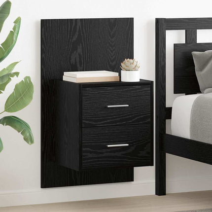 Väggmonterad sänggavel 2 pcs Svart Ek 48,5 x 32,5 x 80 cm