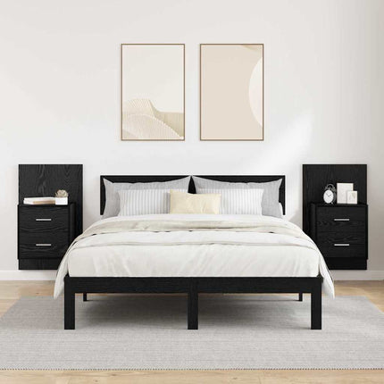 Väggmonterad sänggavel 2 pcs Svart Ek 48,5 x 32,5 x 80 cm