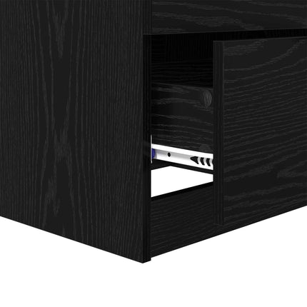 Nattduksbord 2 pcs Svart Ek 45 x 39 x 50cm Konstruerat trä