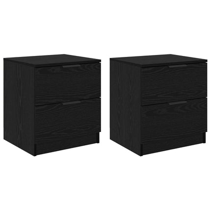 Nattduksbord 2 pcs Svart Ek 45 x 39 x 50cm Konstruerat trä