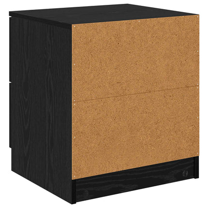 Nattduksbord 2 pcs Svart Ek 45 x 39 x 50cm Konstruerat trä