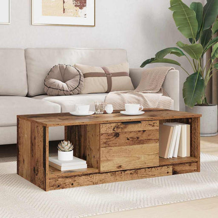 Kaffeebord med låda Gammalt trä 102 x 50 x 36cm Konstruerat trä