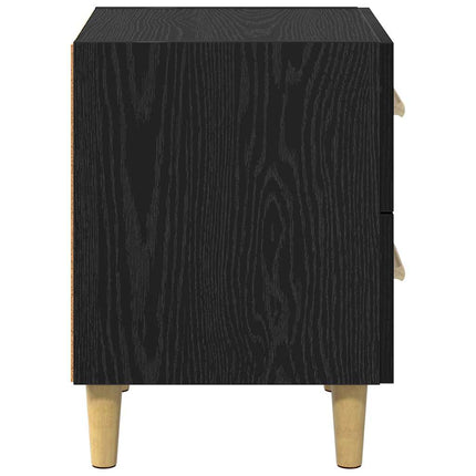 Sängskåp med låda Svart Ek 40 x 35 x 47.5cm Konstruerat trä