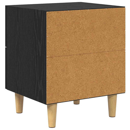 Nattduksbord 2 pcs Svart Ek 40 x 35 x 47 cm Konstruerat trä