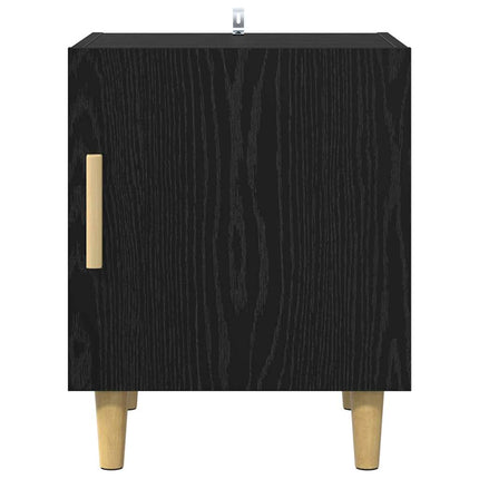 Nattduksbord 2 pcs Svart Ek 40 x 40 x 50 cm Konstruerat trä