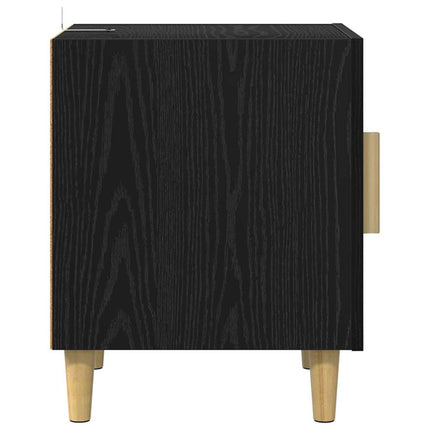 Nattduksbord 2 pcs Svart Ek 40 x 40 x 50 cm Konstruerat trä