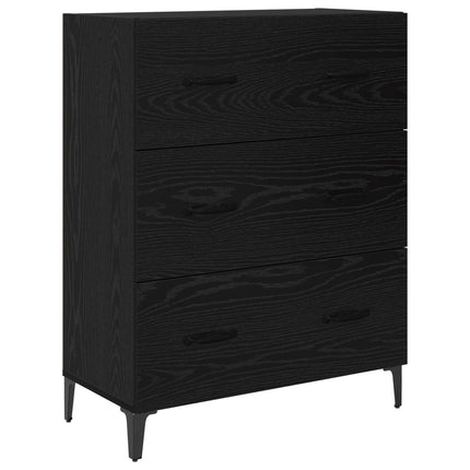 Sideboard Svart Ek 69,5 x 34 x 90 cm Konstruerat trä och järn