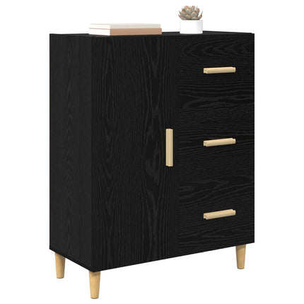 Sideboard med låda Svart ek 34 x 69.5 x 90 cm Konstruerat trä
