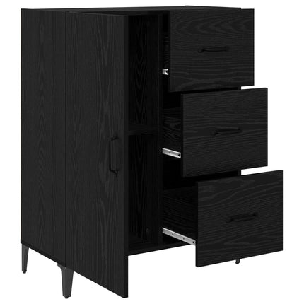 Sideboard med låda Svart Ek 69,5 x 34 x 90 cm Konstruerat trä