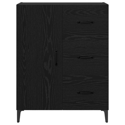 Sideboard med låda Svart Ek 69,5 x 34 x 90 cm Konstruerat trä