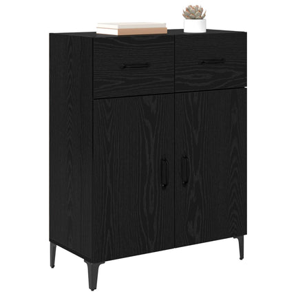 Sideboard med låda Svart Ek 69,5 x 34 x 90 cm Konstruerat trä