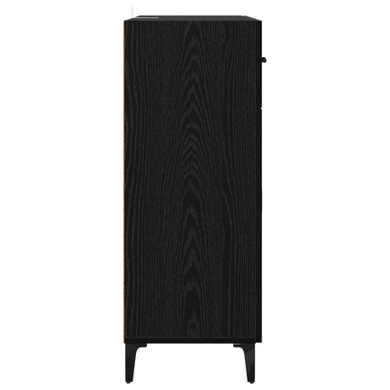 Sideboard med låda Svart Ek 69,5 x 34 x 90 cm Konstruerat trä