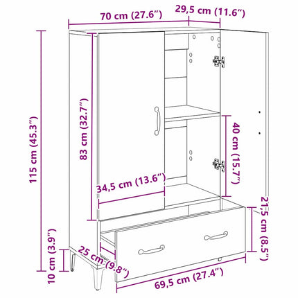 Skåp Svart Ek 70 x 31 x 115 cm Konstruerat trä och järn