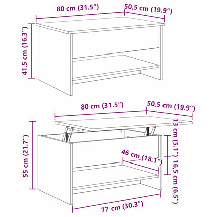 Kaffeebord Artisan Ek 80 x 50,5 x 41,5 cm Konstruerat trä