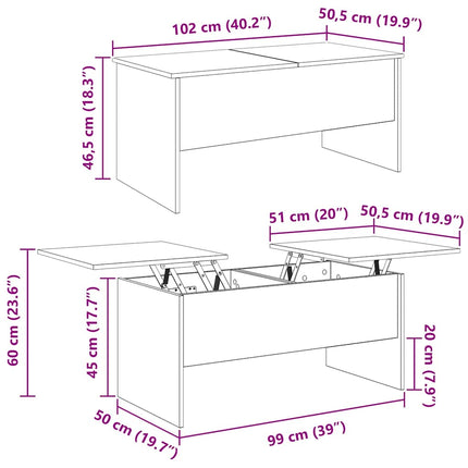 Kaffeebord Gammalt trä 102 x 50,5 x 46,5 cm Konstruerat trä