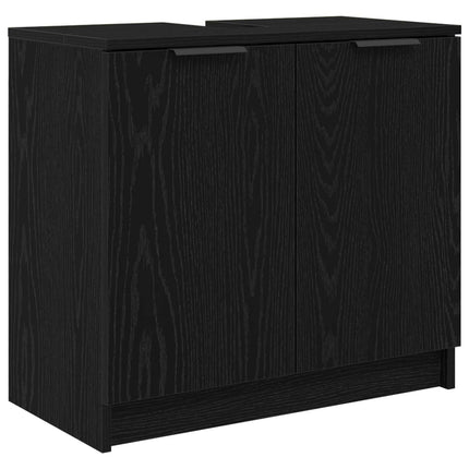 Badrumsskåp Svart Ek 64,5 x 33,5 x 59 cm Konstruerat trä
