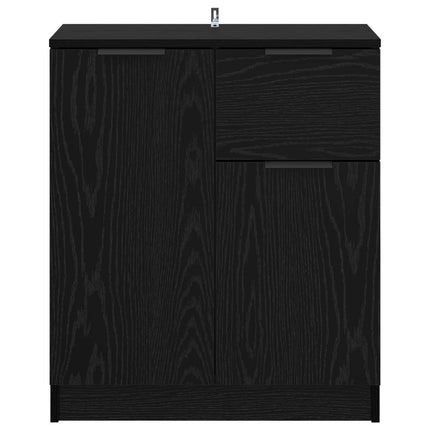 Sideboard med låda Svart Ek 60 x 30 x 70 cm Konstruerat trä