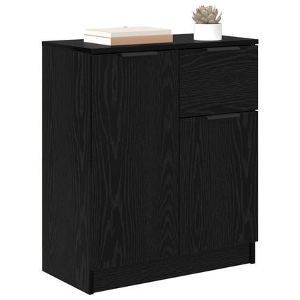 Sideboard med låda Svart Ek 60 x 30 x 70 cm Konstruerat trä