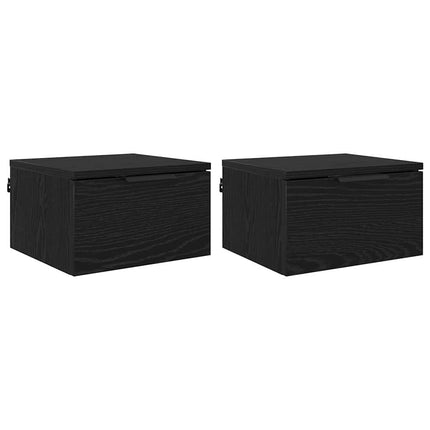 Nattduksbord 2 pcs Svart Ek 34 x 30 x 20 cm Konstruerat trä