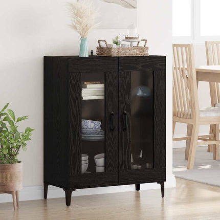 Sideboard Svart Ek 69,5 x 34 x 90 cm Konstruerat trä och järn