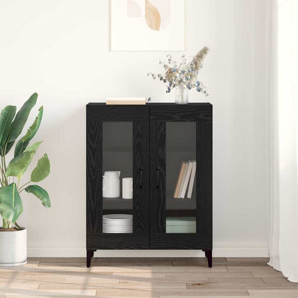 Sideboard Svart Ek 69,5 x 34 x 90 cm Konstruerat trä och järn