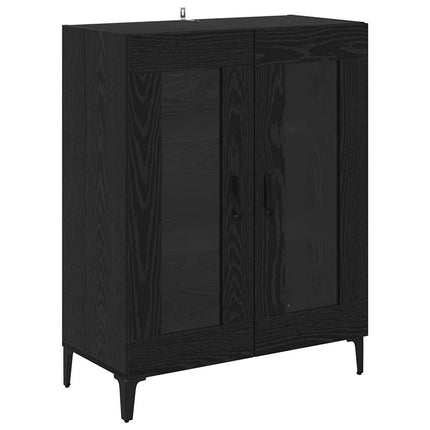Sideboard Svart Ek 69,5 x 34 x 90 cm Konstruerat trä och järn
