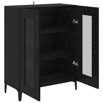 Sideboard Svart Ek 69,5 x 34 x 90 cm Konstruerat trä och järn