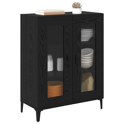 Sideboard Svart Ek 69,5 x 34 x 90 cm Konstruerat trä och järn