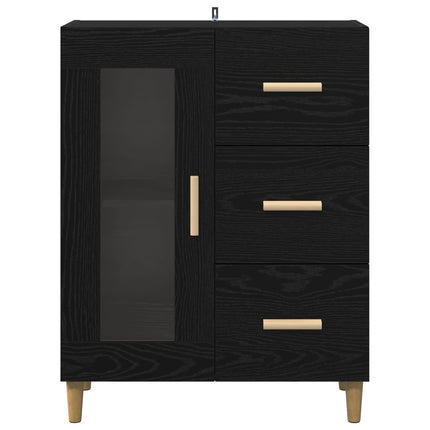 Sideboard med låda Svart Ek 69,5 x 34 x 90 cm Konstruerat trä