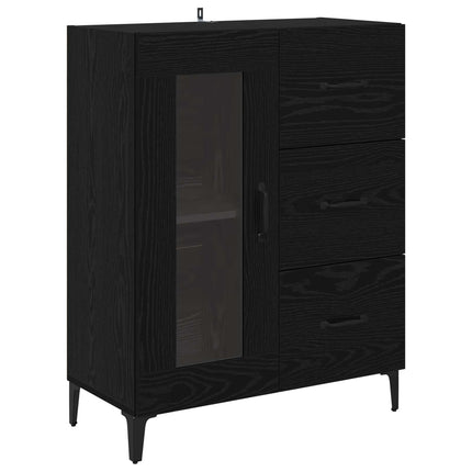 Sideboard Svart Ek 69,5 x 34 x 90 cm Konstruerat trä och järn