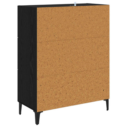 Sideboard Svart Ek 69,5 x 34 x 90 cm Konstruerat trä och järn