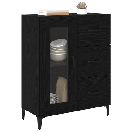 Sideboard Svart Ek 69,5 x 34 x 90 cm Konstruerat trä och järn