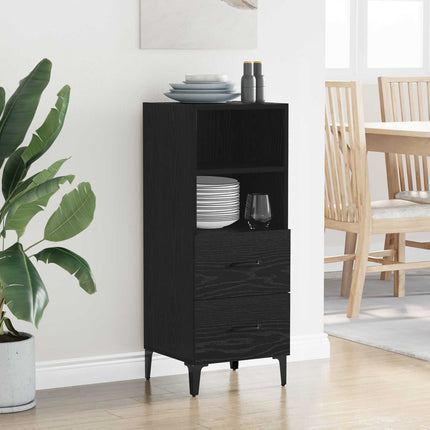 Sideboard med låda Svart ek 34 x 34.5 x 90 cm Konstruerat trä