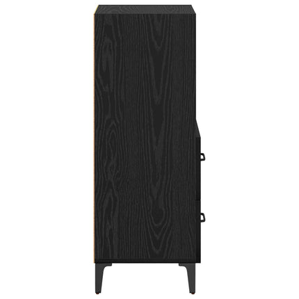 Sideboard med låda Svart ek 34 x 34.5 x 90 cm Konstruerat trä
