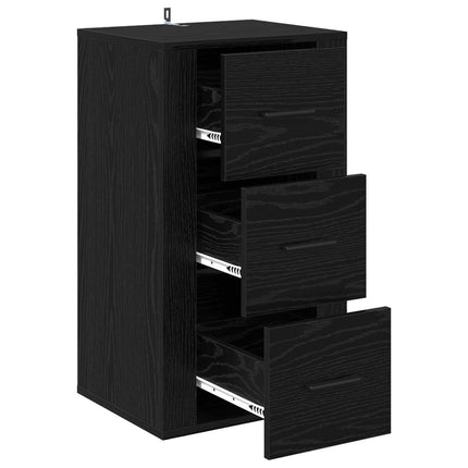 Sideboard med låda Svart Ek 40 x 33 x 70 cm Konstruerat trä