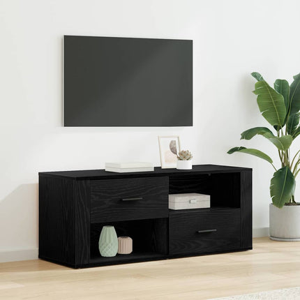 TV-skåp med låda Svart Ek 100 x 35 x 40 cm Konstruerat trä