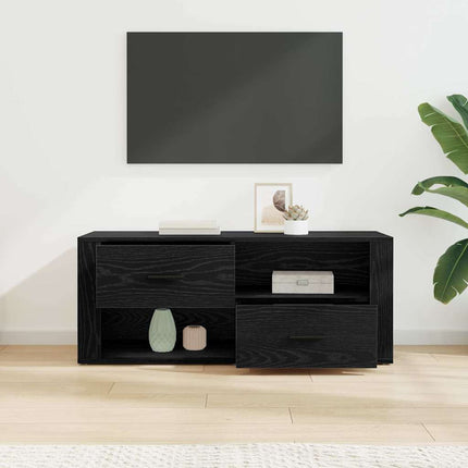 TV-skåp med låda Svart Ek 100 x 35 x 40 cm Konstruerat trä