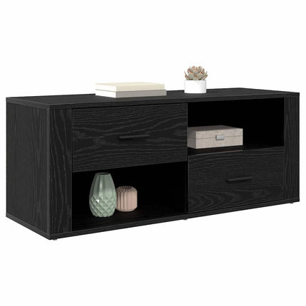 TV-skåp med låda Svart Ek 100 x 35 x 40 cm Konstruerat trä