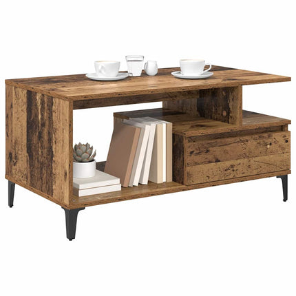 Kaffeebord med låda Gammalt trä 90 x 49 x 45 cm Konstruerat trä