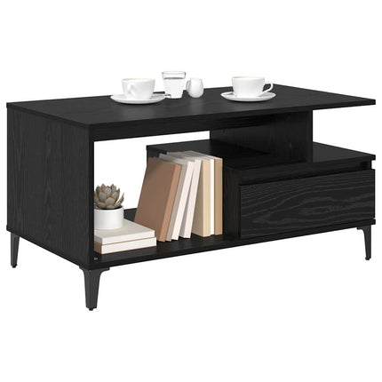 Kaffeebord med låda Svart Ek 90 x 49 x 45 cm Konstruerat trä